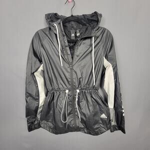 Adidas Lightweight Hooded Windbreaker Running Jacket Black XS